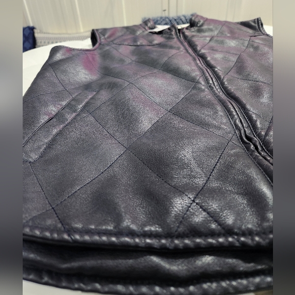 Men's Blue Vest Modern Fit jacket outerwear L Leather NWT - Picture 7 of 11